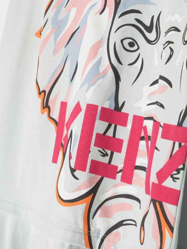 Fustan me motiv elefanti/Elephant motif print dress-Kenzo