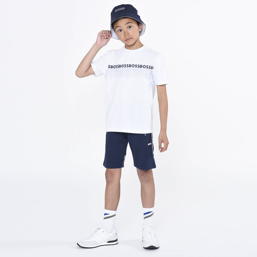 Bluze e bardhe me logo/Boys White Logo T-Shirt-Boss