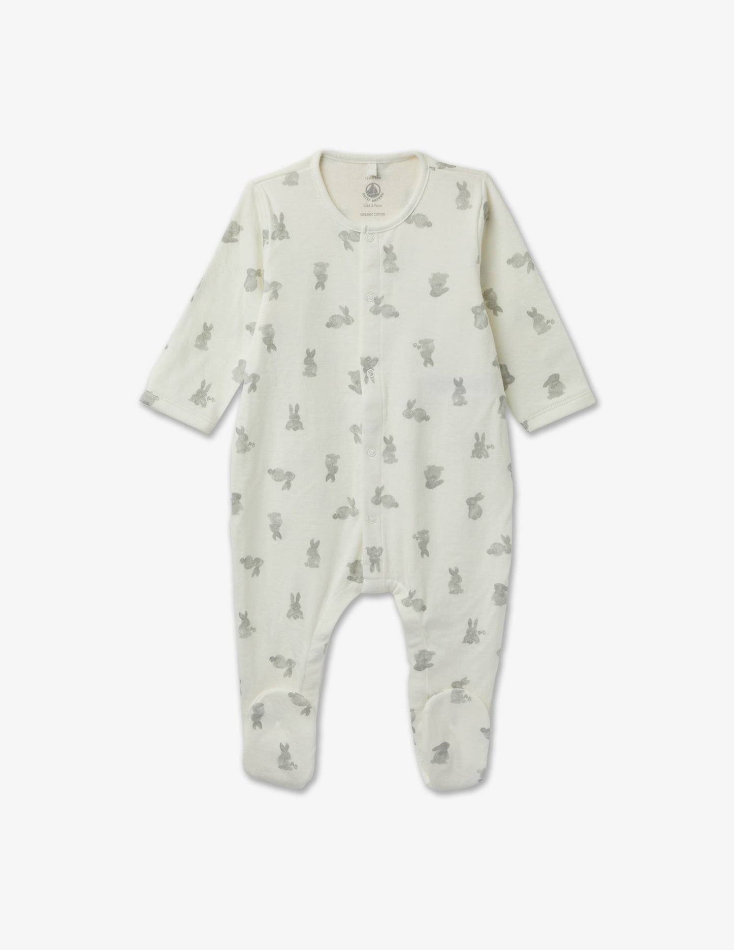Pizhama me lepurusha/ white multi bunny print footie-Petit Bateau