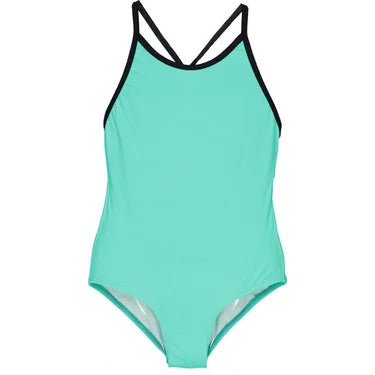 Rroba banje per vajza/Textured Teal One-Piece Swimsuit, Tourquoise And Black-Paper Boat