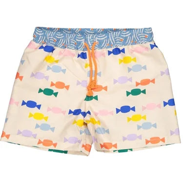 Tuta plazhi/Sweet Brush Strokes Classic Swim Shorts, Beige, Blue And Orange-Paper Boat