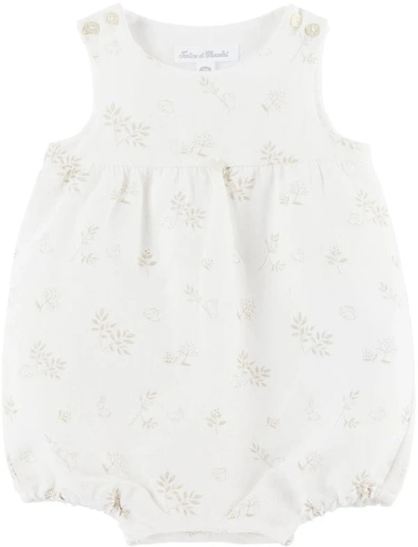 Badi i bardhe me lule/Tartine et Chocolat Baby White Floral Romper