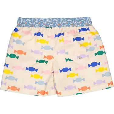 Tuta plazhi/Sweet Brush Strokes Classic Swim Shorts, Beige, Blue And Orange-Paper Boat