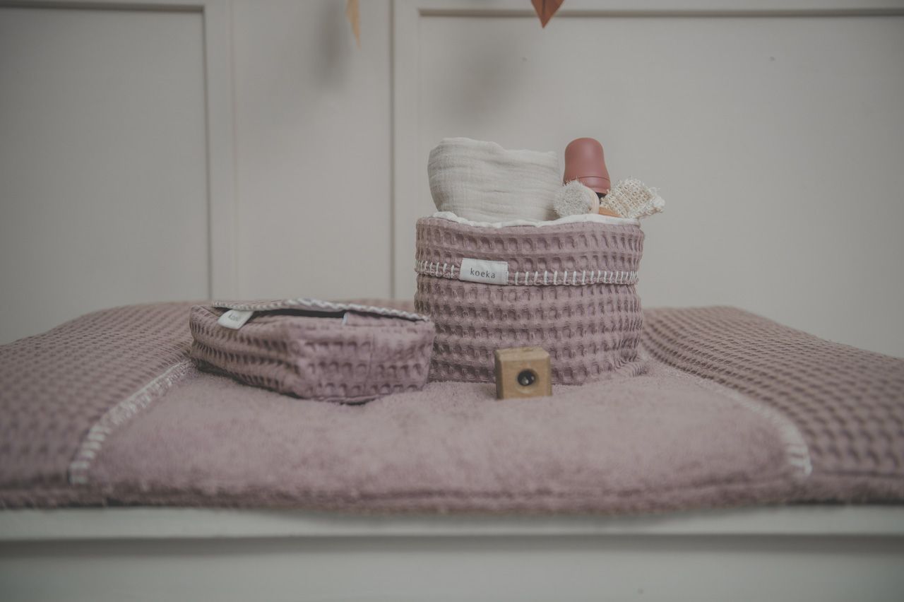 Kosh organizimi roz ne gri\ Nursery  Basket Antwerp grey pink -Koeka