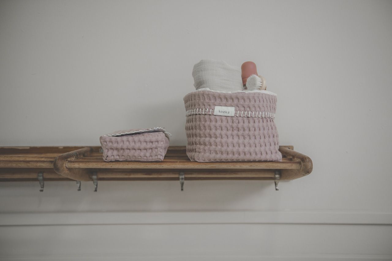 Kosh organizimi roz ne gri\ Nursery  Basket Antwerp grey pink -Koeka