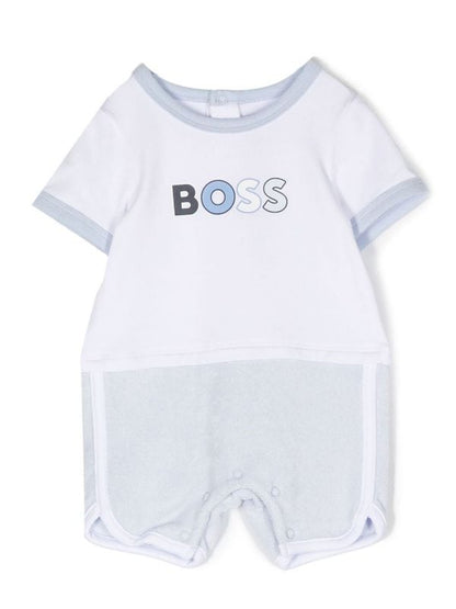 Rroba me mëngë të shkurtra me pambuk organik/logo-print short-sleeve romper-Boss