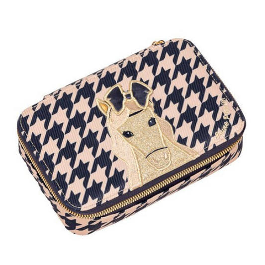 Kulet lapsash e mbushur me kuaj- Pencil Box Filled Houndstooth Horse - Jeune Premier