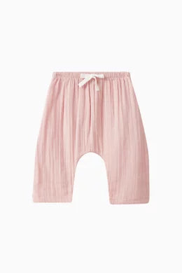 Tuta roz pambuku/Plain pants in cotton gauze- Petit Bateau