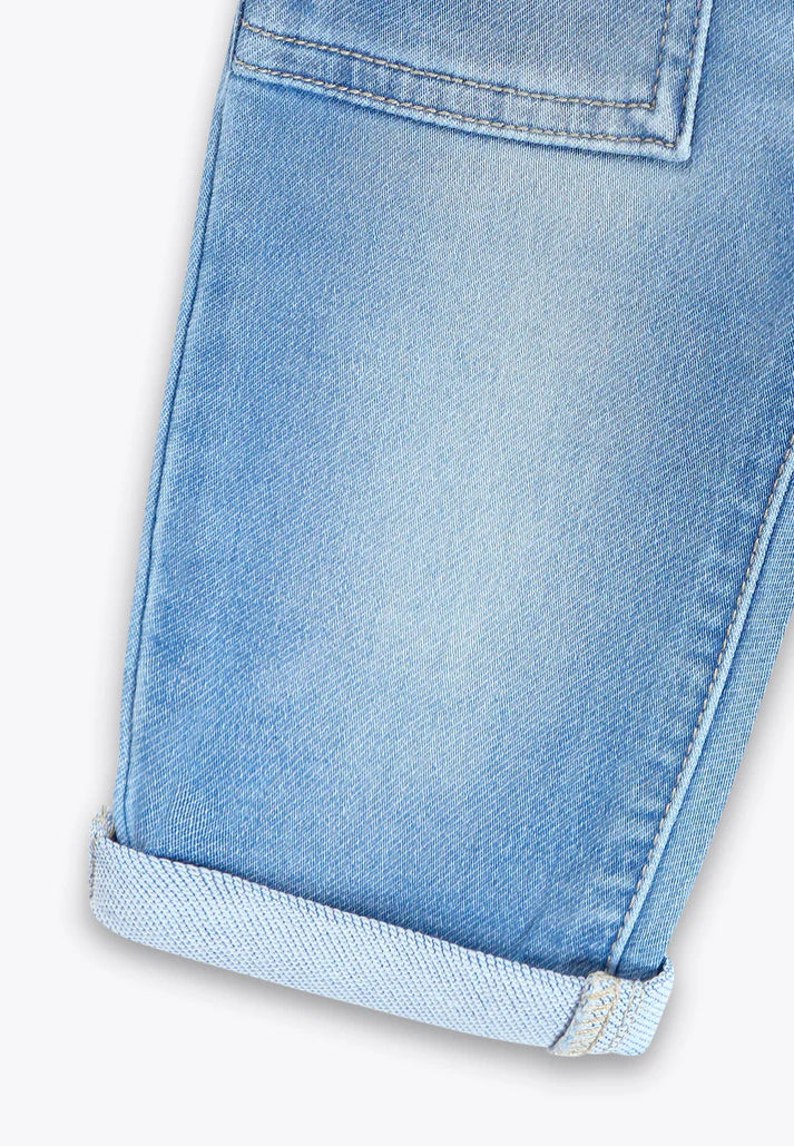 Pantallona xhins blu  i hapur/Pantalone con Elastico in Denim/Brums