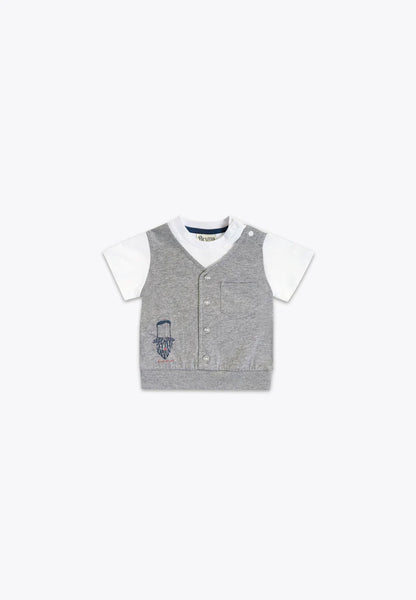 Bluze me jelek falso/T-Shirt con Finto Gilet in Jersey/Brums