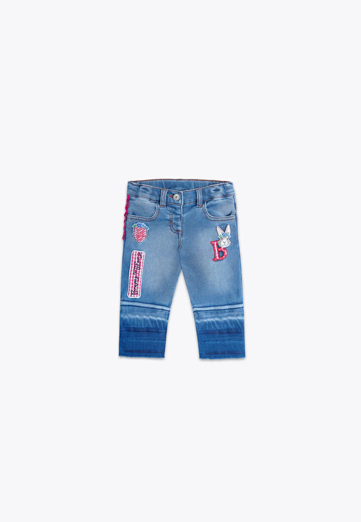 Pantallona Indigo/Pantalone con Patch in Felpa Indigo/Brums