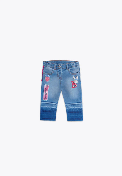 Pantallona Indigo/Pantalone con Patch in Felpa Indigo/Brums