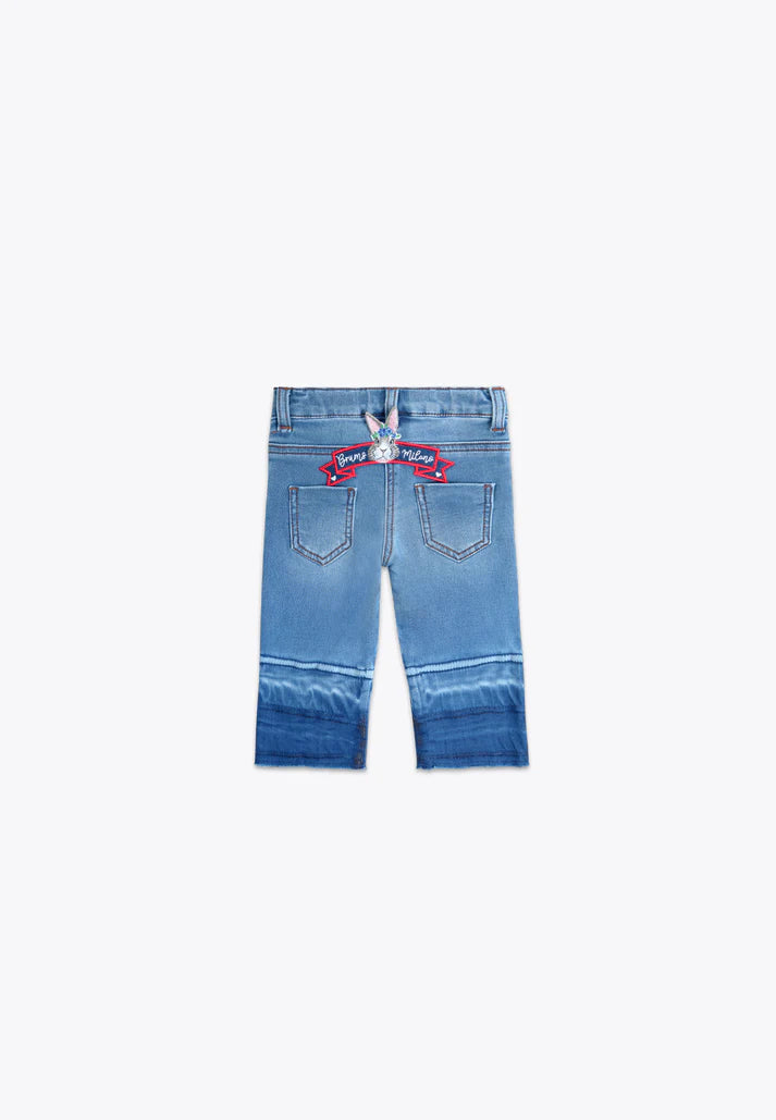 Pantallona Indigo/Pantalone con Patch in Felpa Indigo/Brums