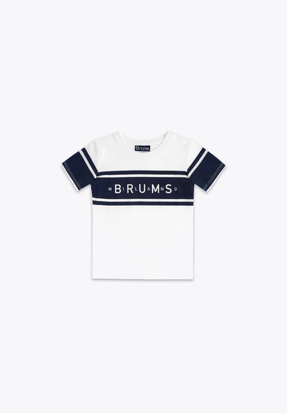 Bluze me menge te shkurtra me shirit blu/ T-Shirt in Jersey BCI/ Brums