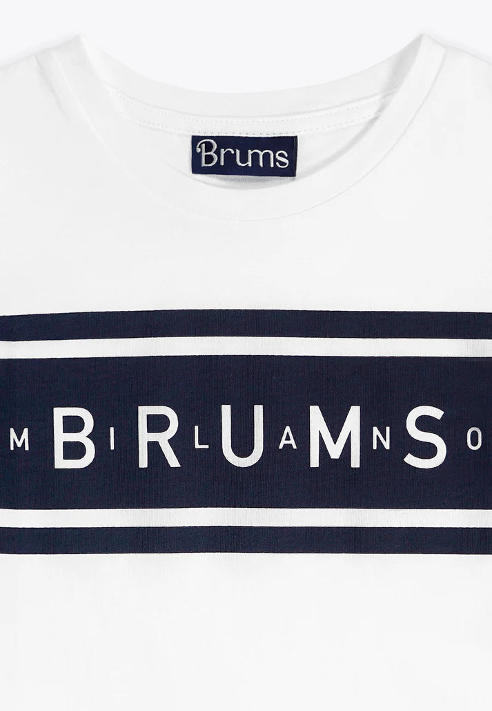 Bluze me menge te shkurtra me shirit blu/ T-Shirt in Jersey BCI/ Brums