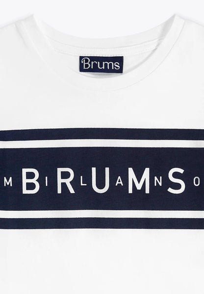 Bluze me menge te shkurtra me shirit blu/ T-Shirt in Jersey BCI/ Brums