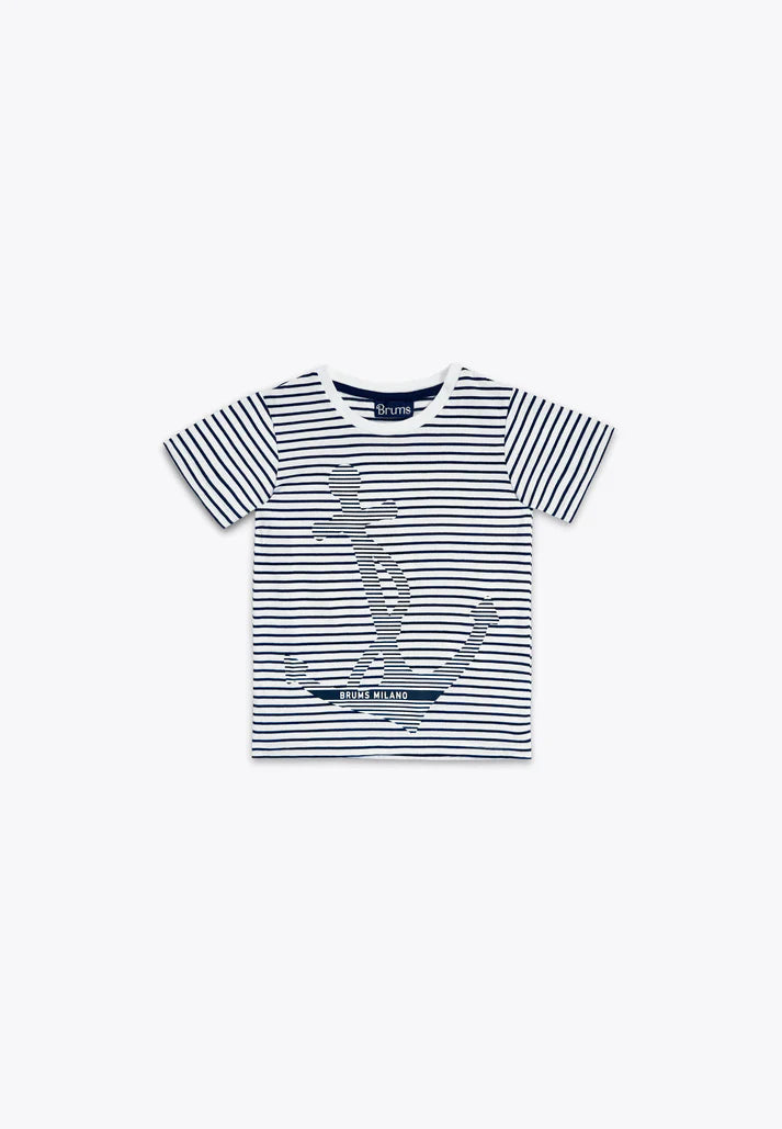 Bluze me vija me spirancë/T-Shirt Rigata con Ancora in Jersey BCI/Brums