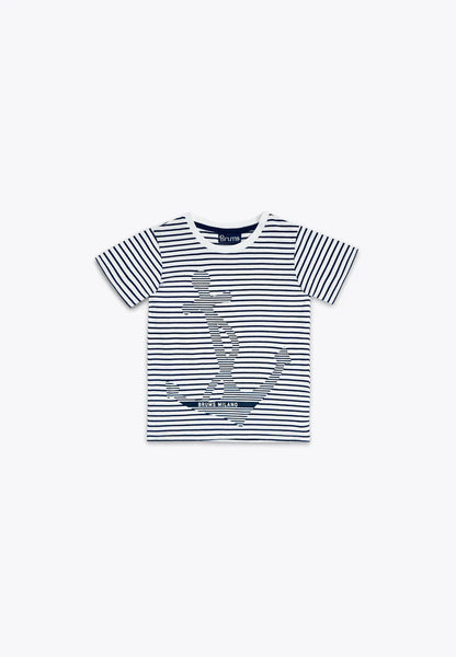 Bluze me vija me spirancë/T-Shirt Rigata con Ancora in Jersey BCI/Brums