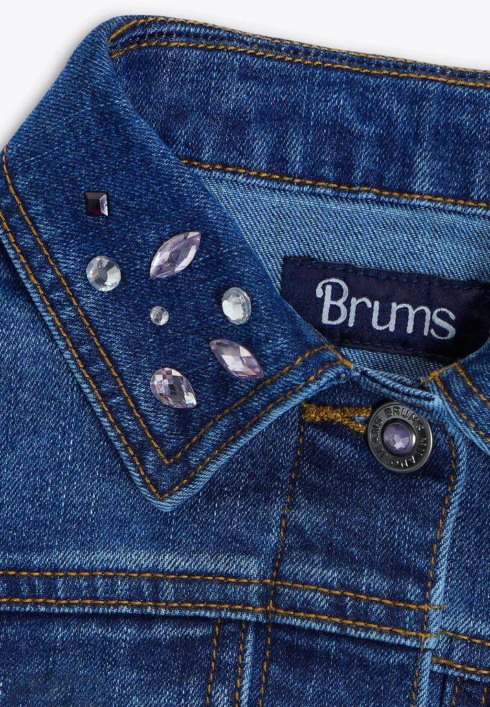 Xhaketë xhins Stretch me gura te aplikuara /Giubbino con Applicazioni in Denim Stretch REPREVE/Brums