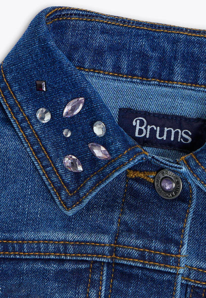 Xhaketë xhins Stretch me gura te aplikuara /Giubbino con Applicazioni in Denim Stretch REPREVE/Brums