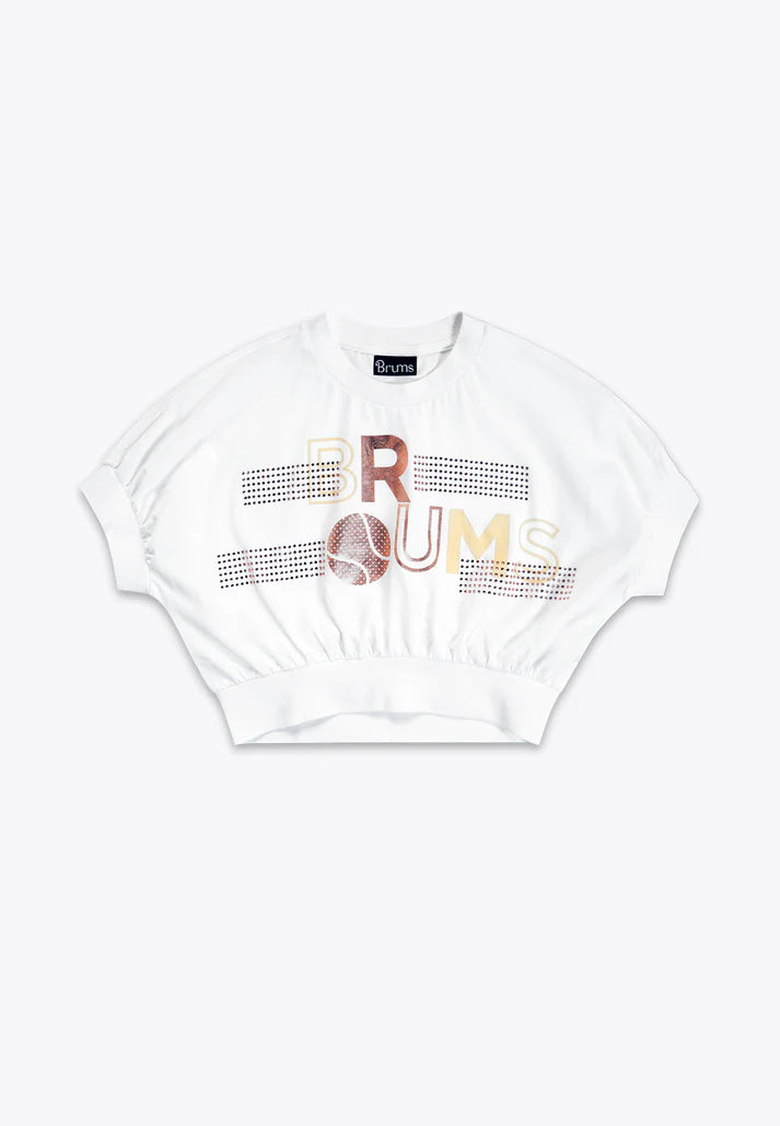Bluze e shkurter me menge te shkurtra/ T-Shirt Cropped in Jersey/ Brums