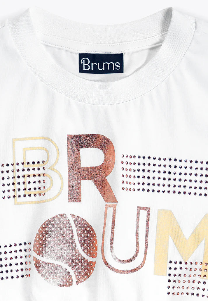 Bluze e shkurter me menge te shkurtra/ T-Shirt Cropped in Jersey/ Brums