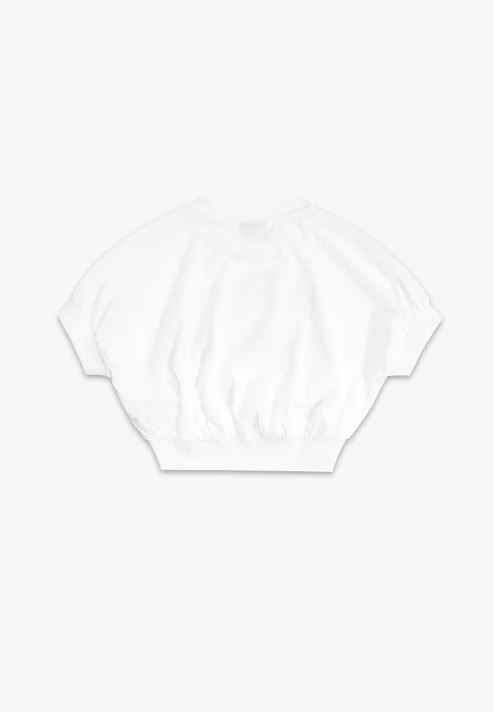 Bluze e shkurter me menge te shkurtra/ T-Shirt Cropped in Jersey/ Brums