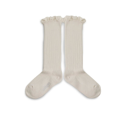 Corape deri ne gju me dantell/
Josephine soft lambskin socks -Collegien