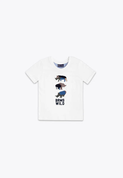 Bluze e bardhe me rinoceront te qendisur/ T-Shirt con Ricami in Jersey/ Brums
