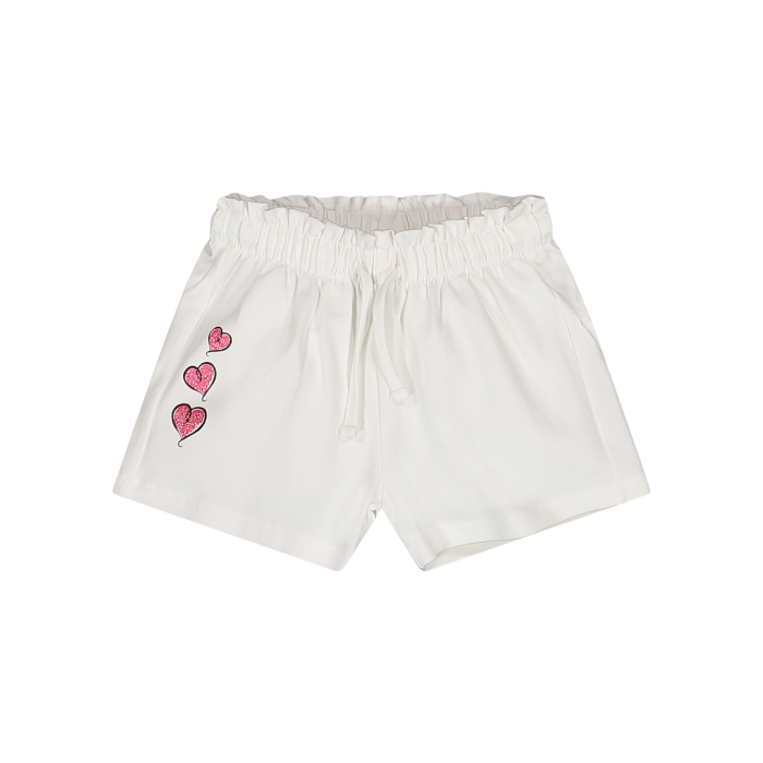 Pantallona të shkurtra jersey te bardha për vajza/Shorts da bambina in jersey stretch/Melby