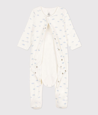 Badizhama me krah te gjate me re /TUBE KNIT CLOUD PATTERNED BODYJAMA-Petit Bateau