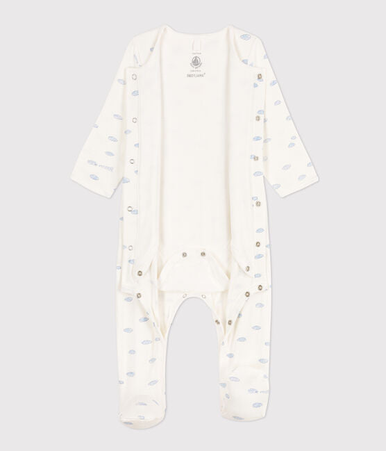 Badizhama me krah te gjate me re /TUBE KNIT CLOUD PATTERNED BODYJAMA-Petit Bateau