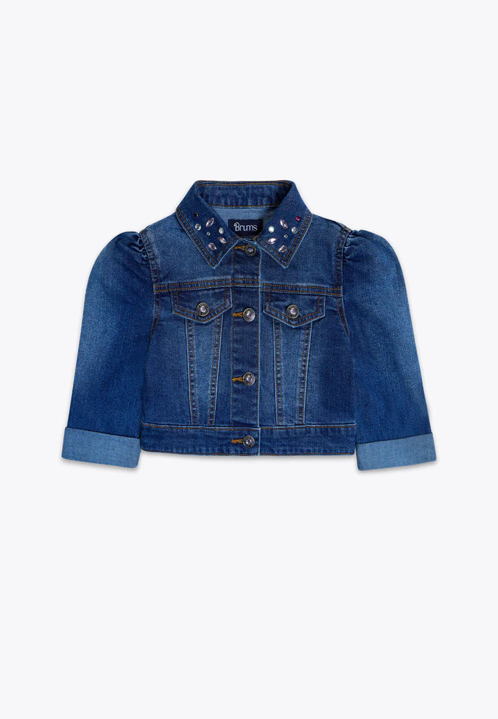 Xhaketë xhins Stretch me gura te aplikuara /Giubbino con Applicazioni in Denim Stretch REPREVE/Brums