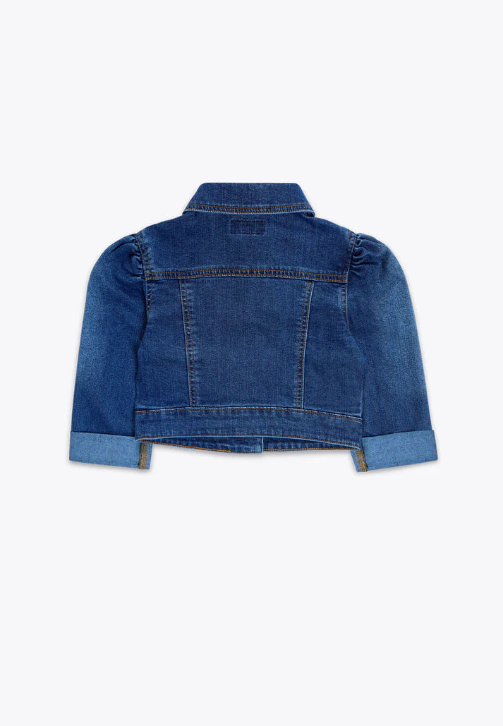 Xhaketë xhins Stretch me gura te aplikuara /Giubbino con Applicazioni in Denim Stretch REPREVE/Brums