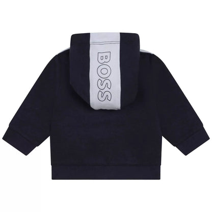Set triko me zinxhir, tuta dhe bluze/Boys Navy Tracksuit + T Shirt Set-Boss