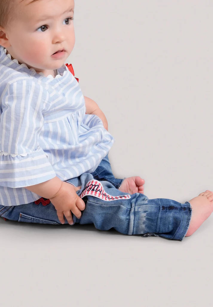 Pantallona Indigo/Pantalone con Patch in Felpa Indigo/Brums
