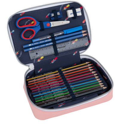 Kulete roze e mbushur me mjetet e shkolle/Pencil Box Filled Lady Gadget Pink-Jeune Premier