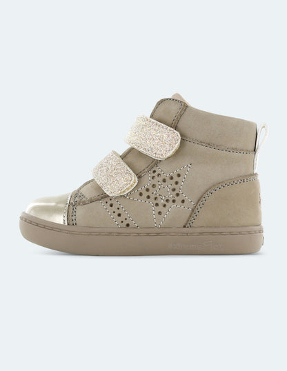 Këpucë bezhe me yll /extreme flex beige gold -Shoesme