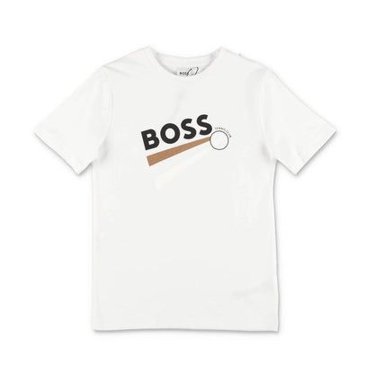 Bluze me menge te shkurtra e bardhe me top tenisi/White logo Printed T-Shirt-Boss