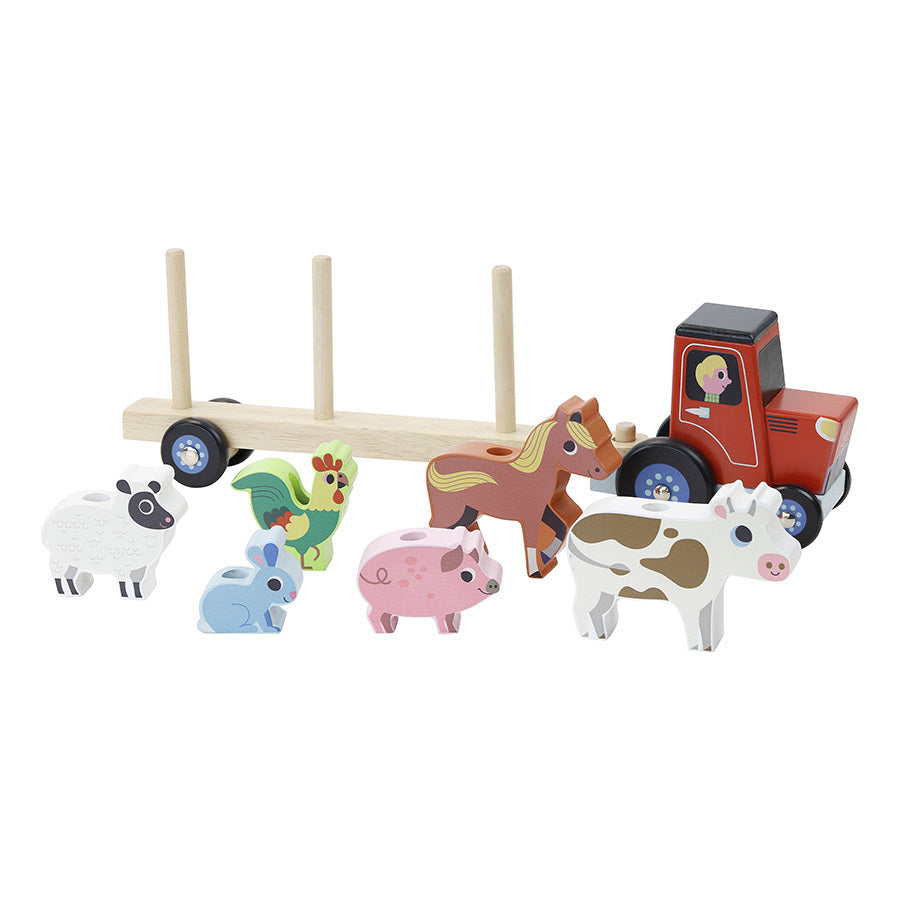 Traktor rimorkio  të kafshëve/Tractor and trailer with animals stacking game/Vilac