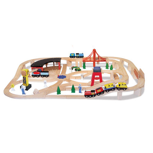 Wooden railway set/Lodra 'Set Hekurudhe'-Melissa&Doug