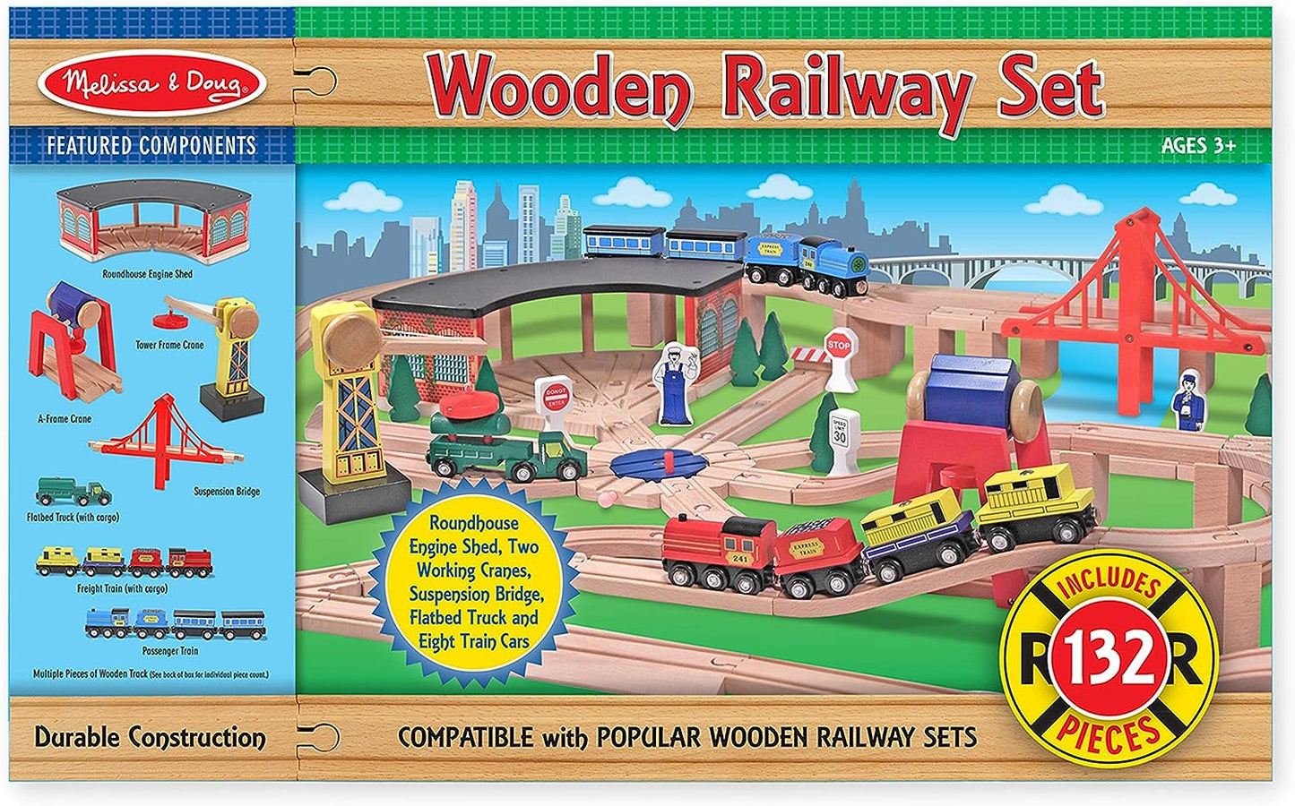 Wooden railway set/Lodra 'Set Hekurudhe'-Melissa&Doug