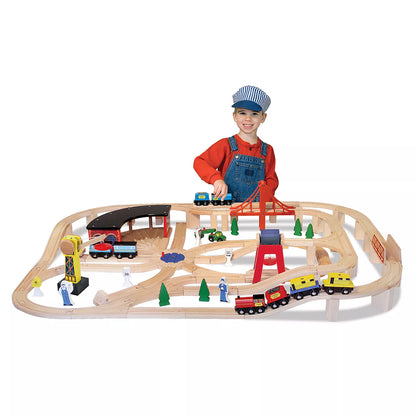 Wooden railway set/Lodra 'Set Hekurudhe'-Melissa&Doug