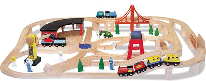 Wooden railway set/Lodra 'Set Hekurudhe'-Melissa&Doug