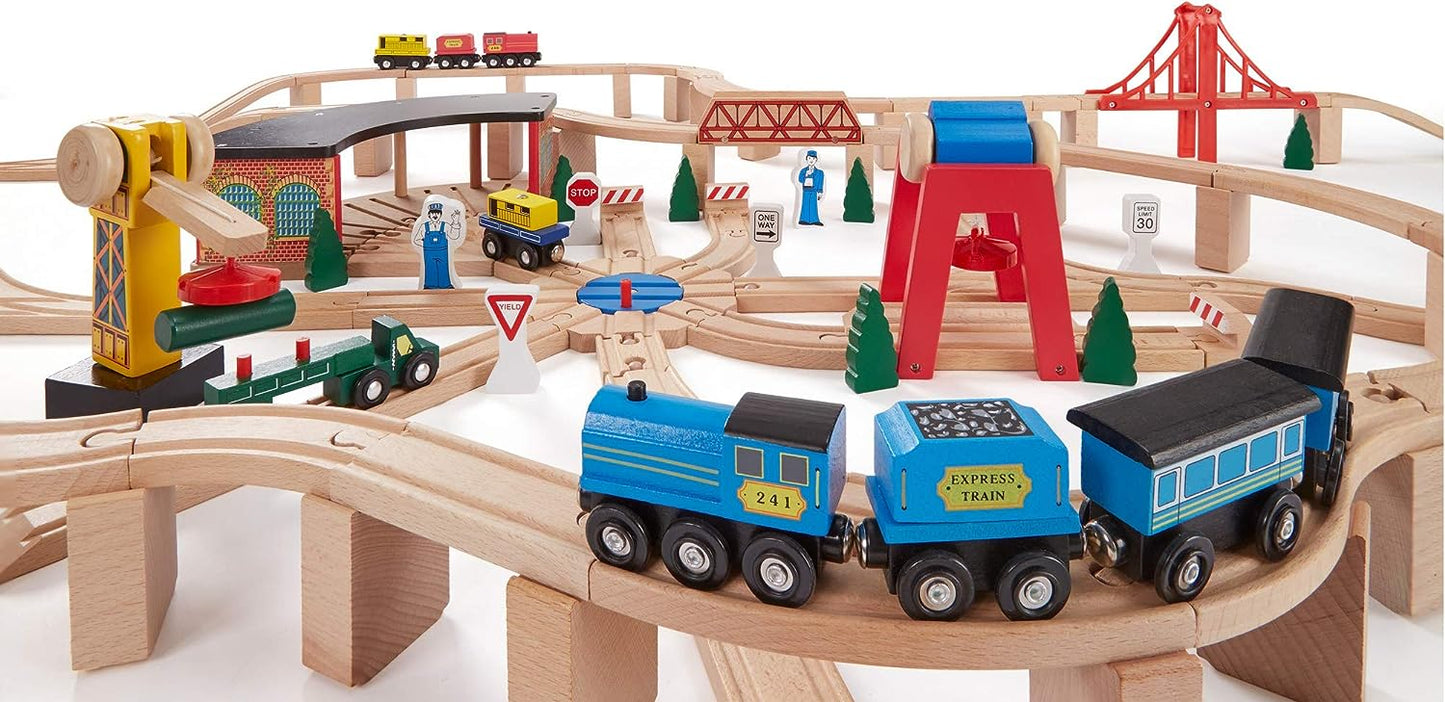 Wooden railway set/Lodra 'Set Hekurudhe'-Melissa&Doug